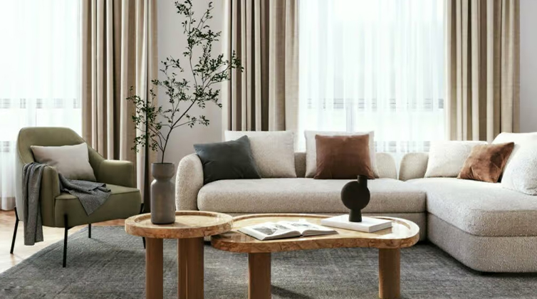 Rectangular living room (12) مبلمان کرم و پازلی