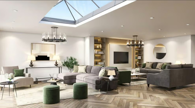 Rectangular living room (4) مرز بندی در چیدمان