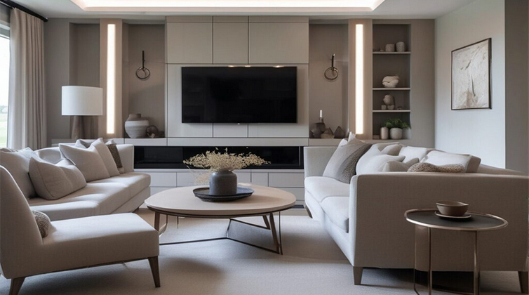 Rectangular living room (7) استفاده از مبلمان کرم