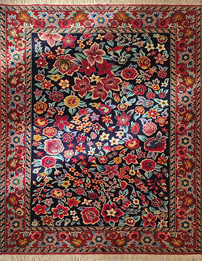 irainian_carpet (19) فرش گل بریشم قرمز سبز