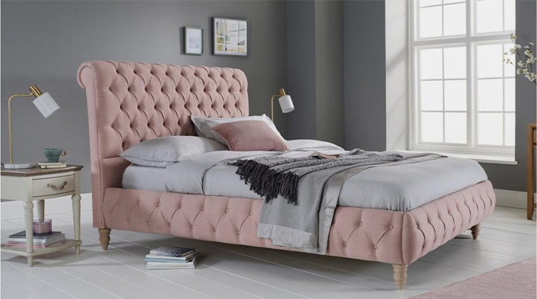 bed (4) تخت پارچه ای صورتی