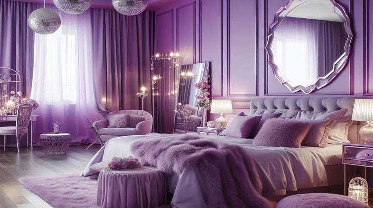purple_decoration (42) تخت و مبل بنفش در اتاق خواب
