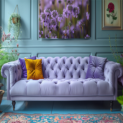 purple_decoration (5) مبل یاسی و دیوار سبز