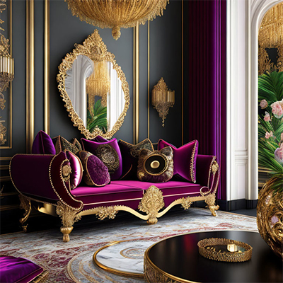 purple_decoration (6) ترکیب رنگ طلایی و بنفش در مبلمان