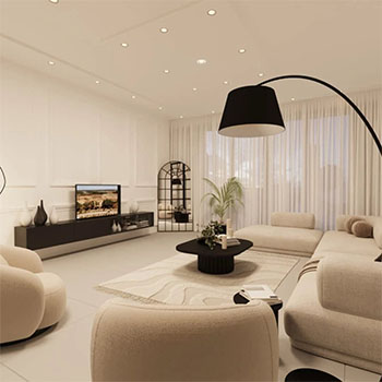 Luxury homelayout27 مبلمان کرم در دکوراسیون لوکس خانه مدرن