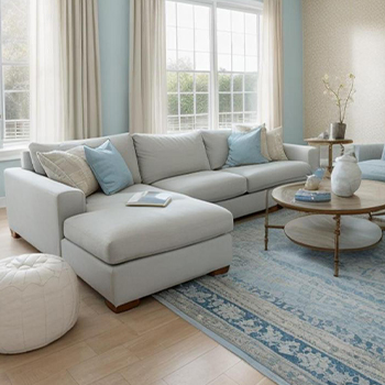 Seasonal decoration10 مبلمان طوسی و ابی پازلی در دکوراسیون فصلی تابستان